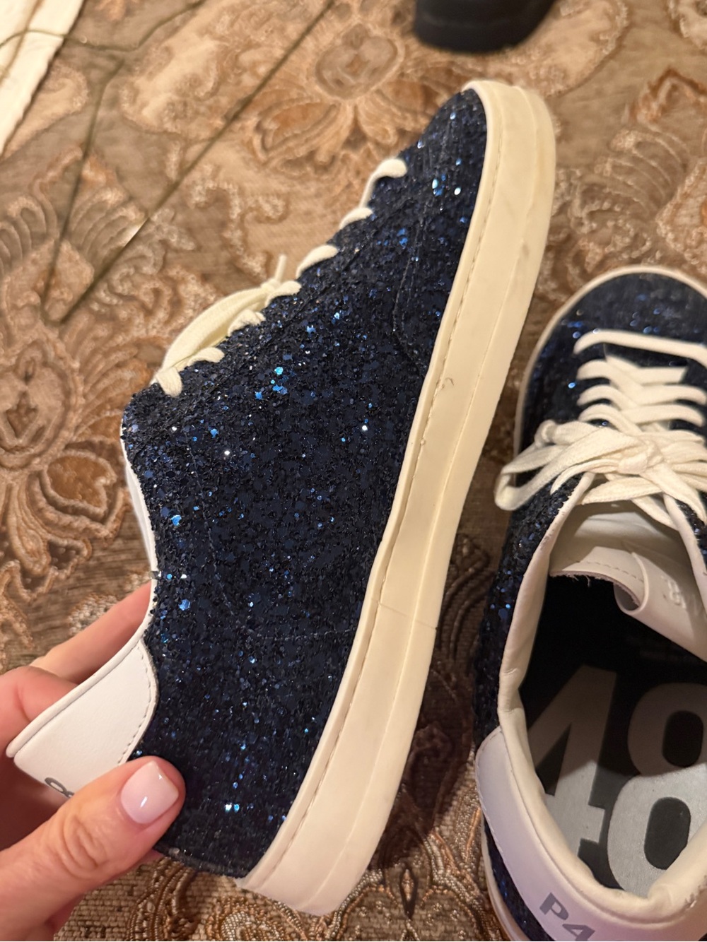 P448 Women’s Blue Glitter Low-Top Sneakers